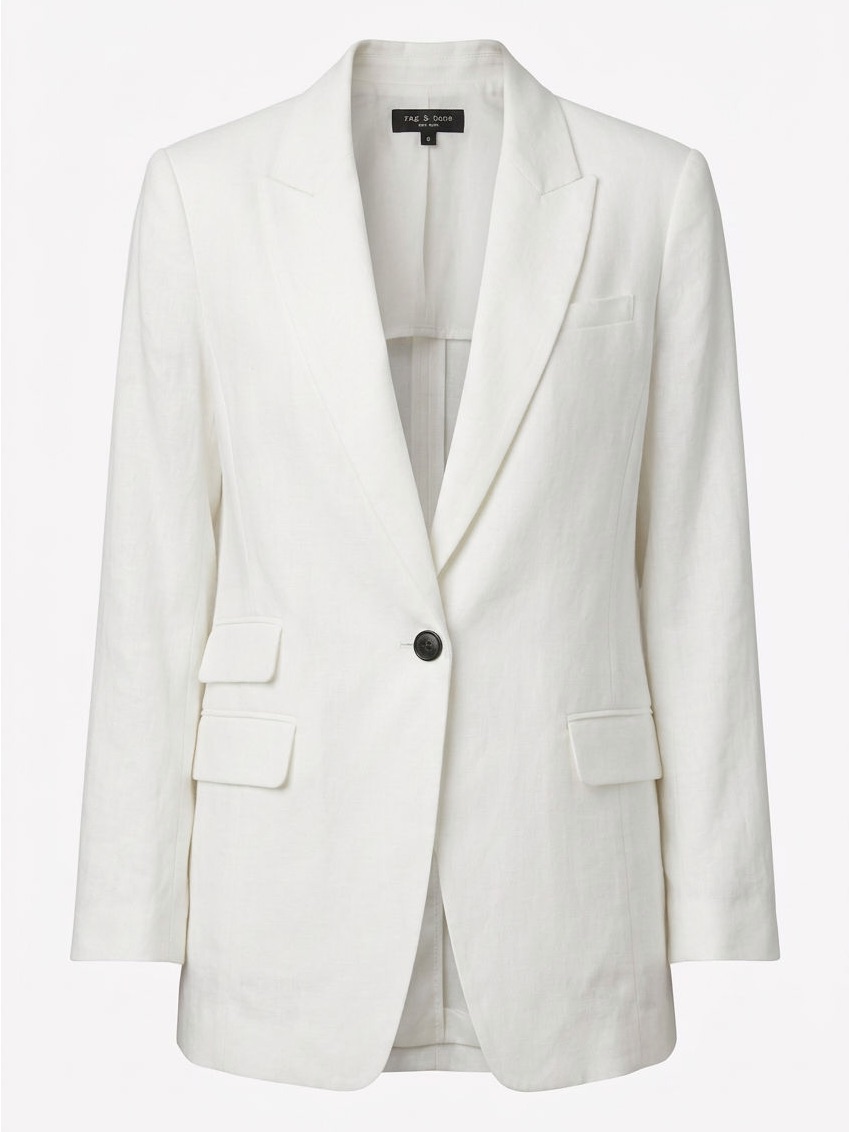 Rag & Bone White Single-Button Tailored Blazer